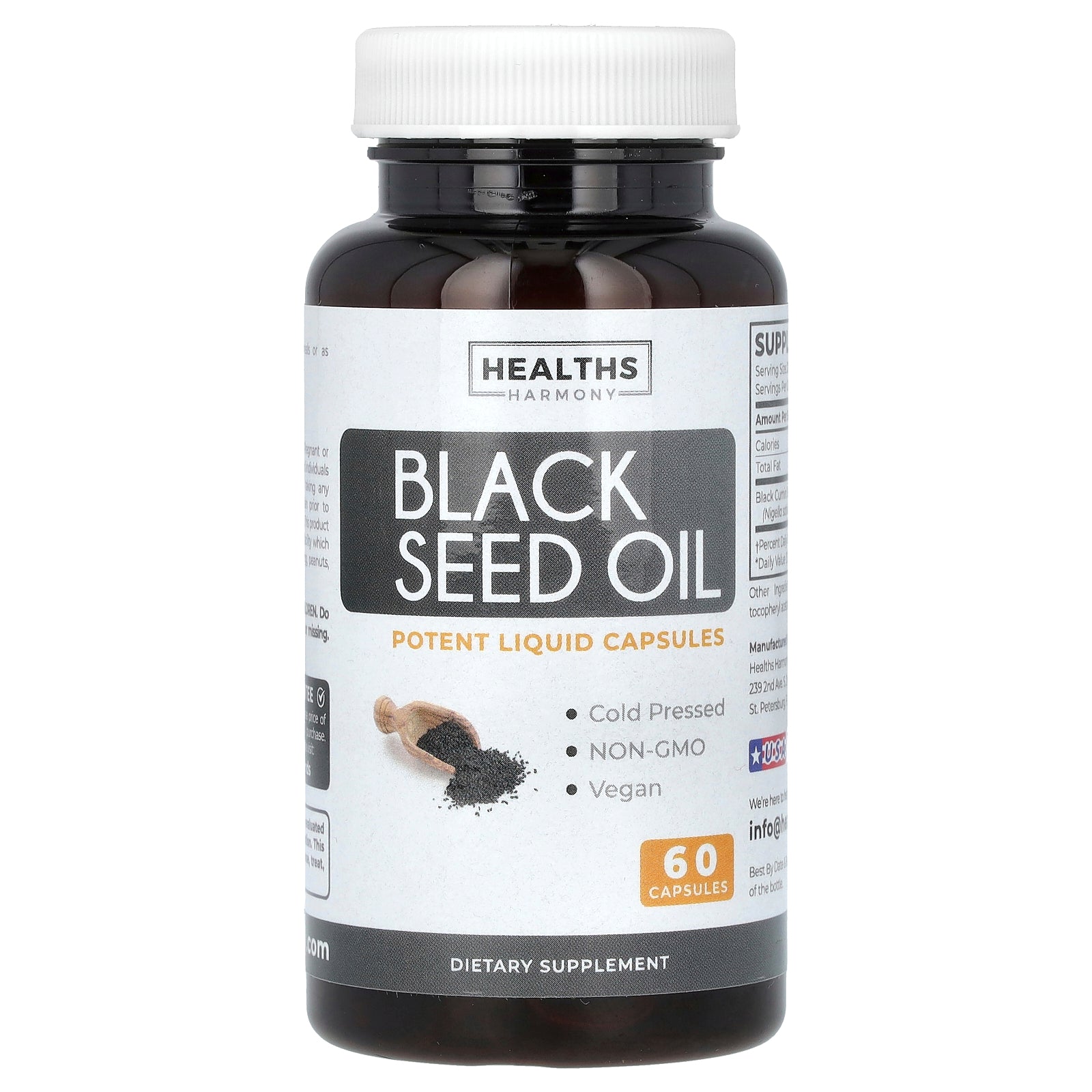 Healths Harmony, Black Seed Oil, 60 Capsules (500 mg per Capsule)