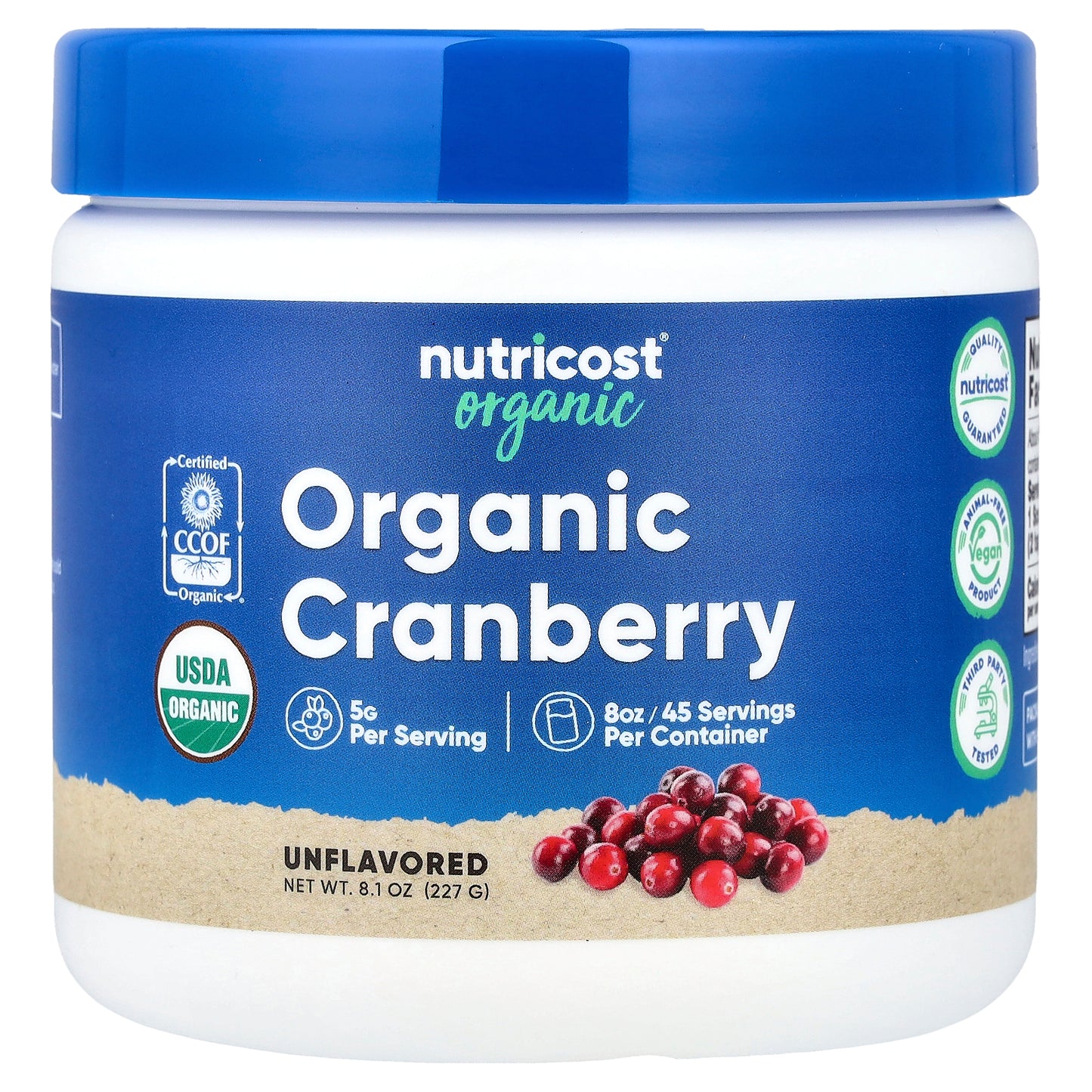Nutricost, Organic Cranberry, Unflavored, 8.1 oz (227 g)
