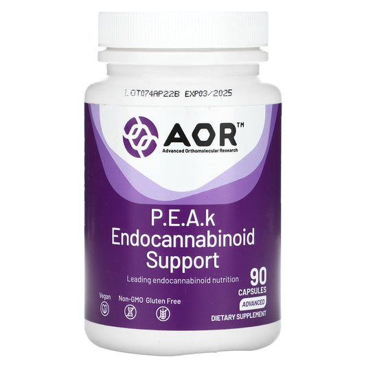Advanced Orthomolecular Research AOR, P.E.A.k Endocannabinoid Support, Advanced, 400 mg , 90 Capsules
