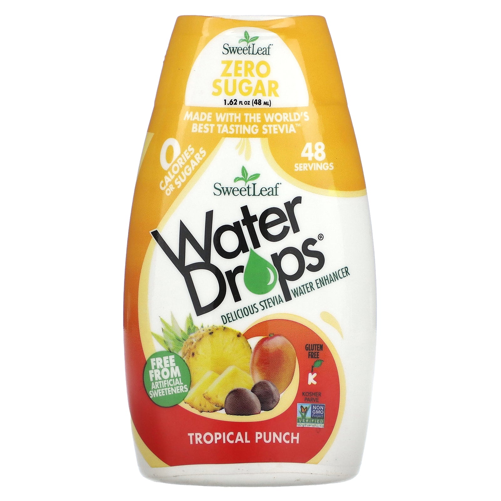 SweetLeaf Stevia, Water Drops, Delicious Stevia Water Enhancer, Tropical Punch, 1.62 fl oz (48 ml)