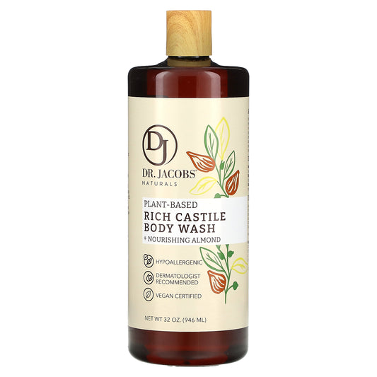 Dr. Jacobs Naturals, Plant-Based Rich Castile Body Wash, Nourishing Almond, 32 oz (946 ml)