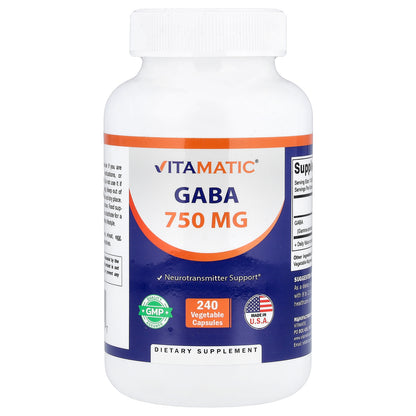 Vitamatic, Gaba, 750 mg, 240 Vegetable Capsules