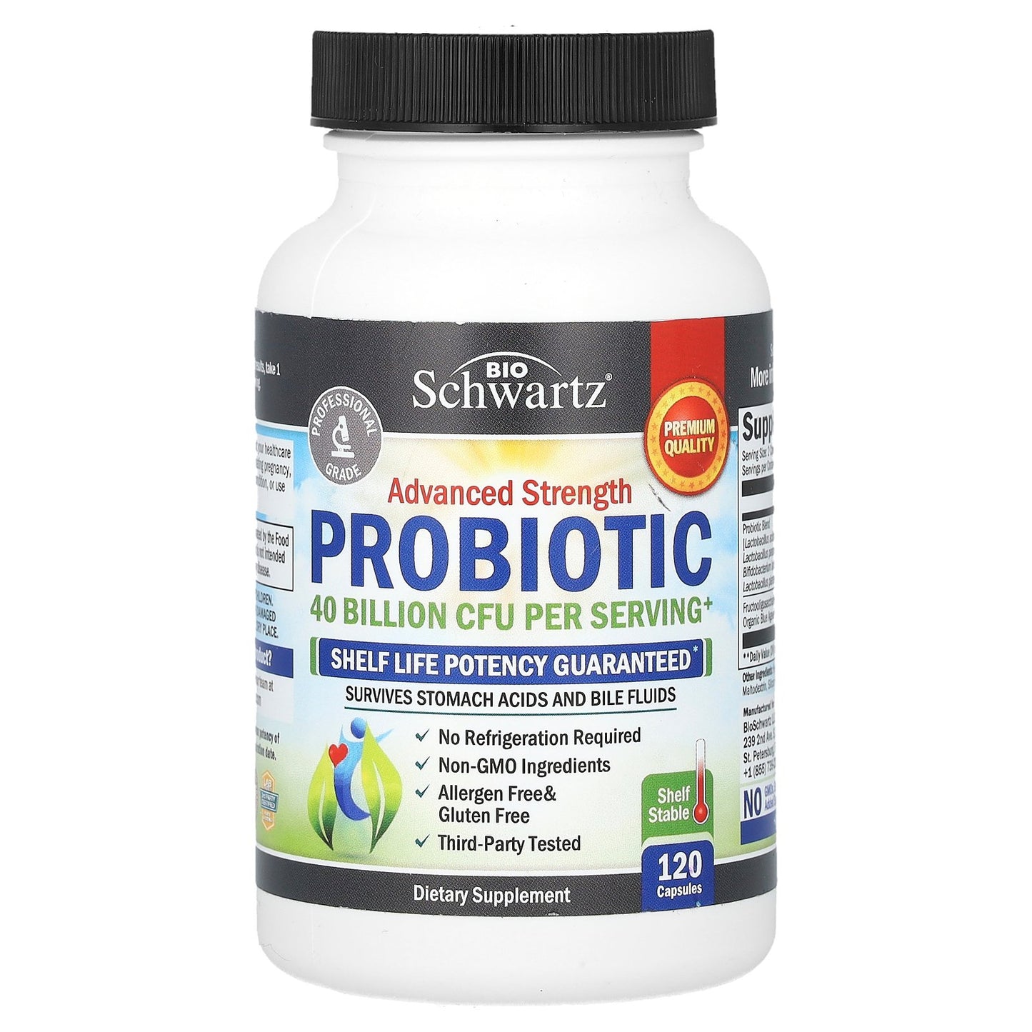 BioSchwartz, Advanced Strength Probiotic, 40 Billion CFU, 120 Capsules (20 Billion CFU per Capsule)