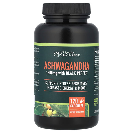 SMNutrition, Ashwagandha With Black Pepper, 120 Capsules