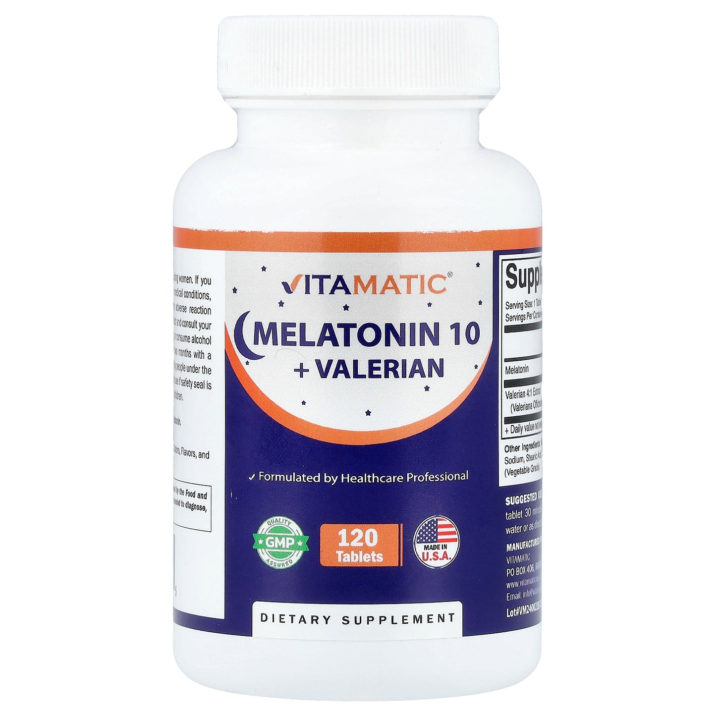 Vitamatic, Melatonin 10 + Valerian, 120 Tablets