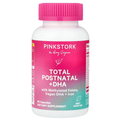 Pink Stork, Total Postnatal + DHA, Mint, 60 Capsules