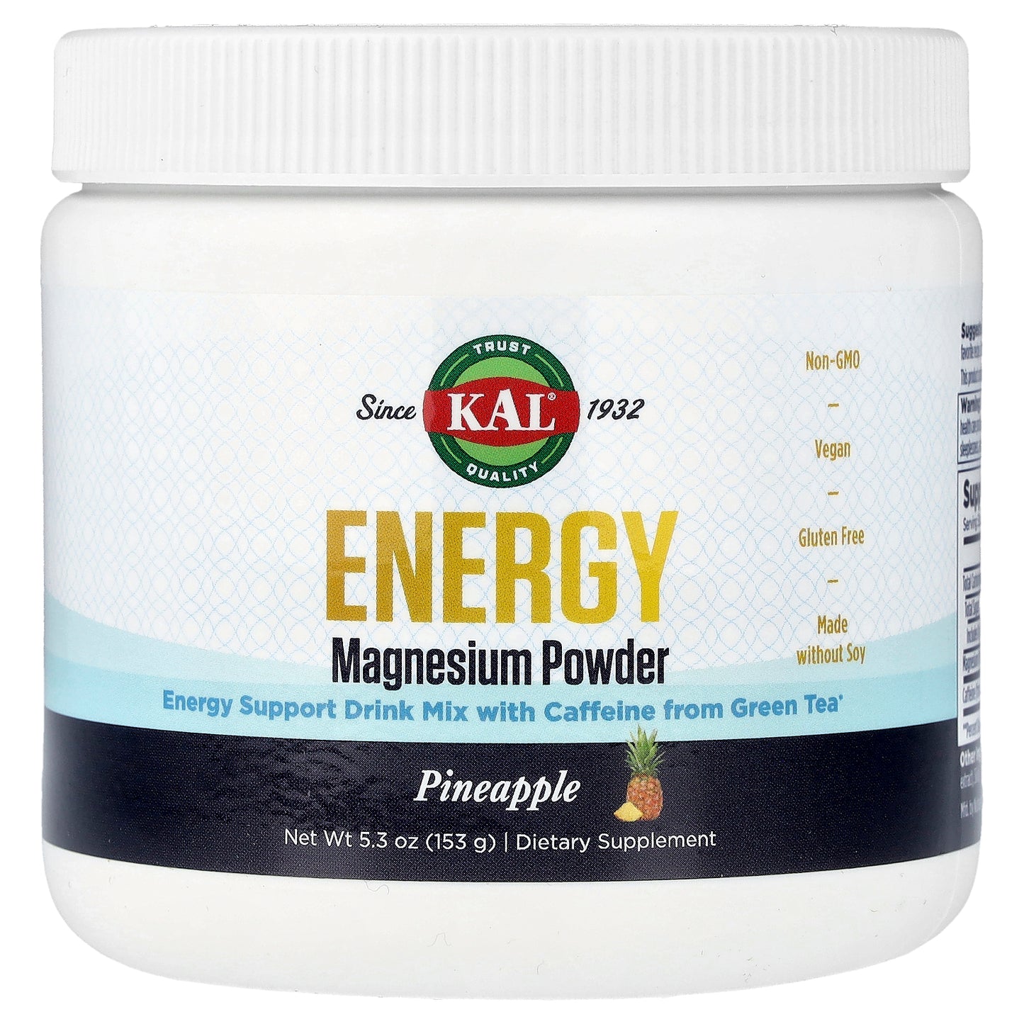 KAL, Energy Magnesium Powder, Pineapple, 5.3 oz (153 g)