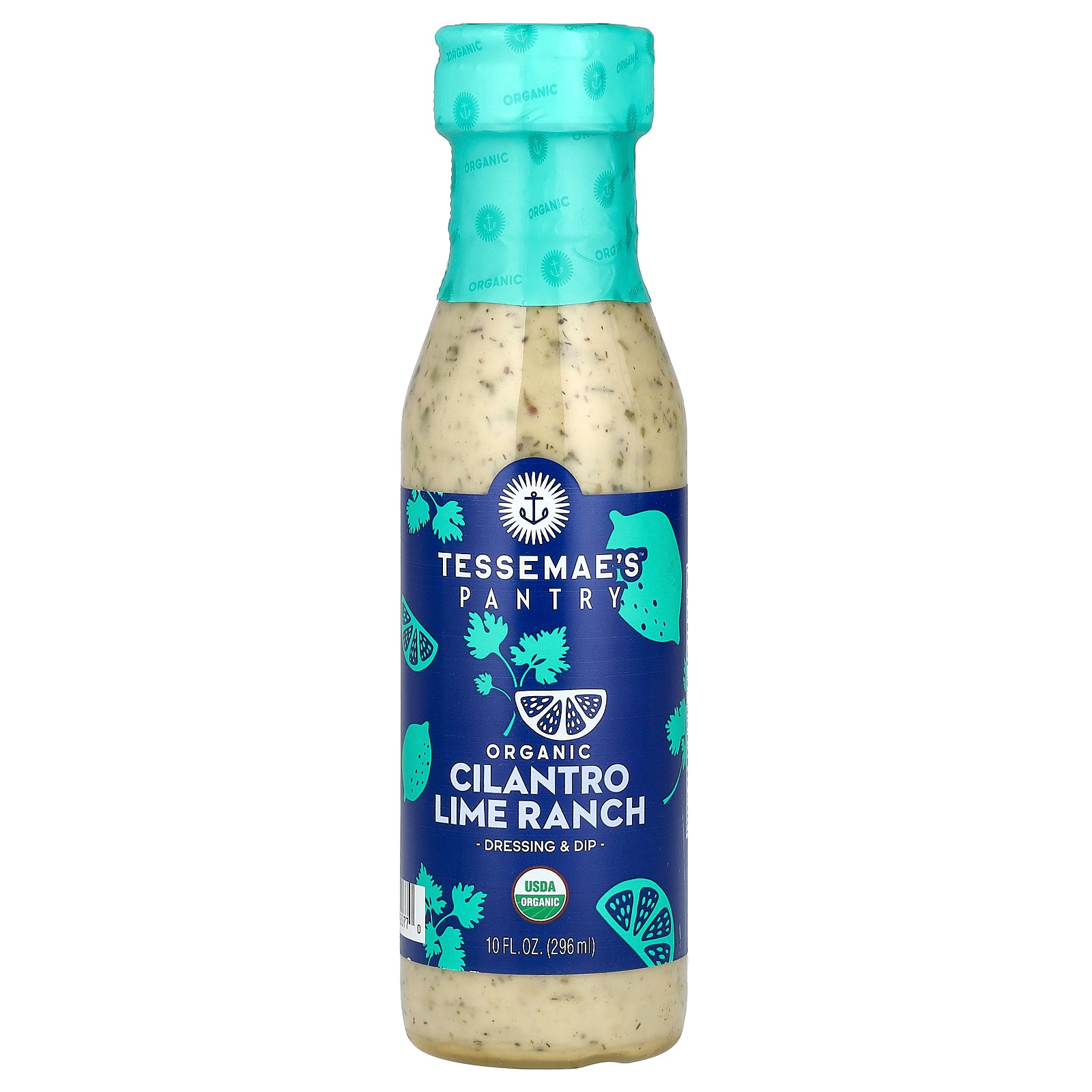 Tessemae's, Pantry, Organic Dressing & Dip, Cilantro Lime Ranch, 10 fl oz (296 ml)