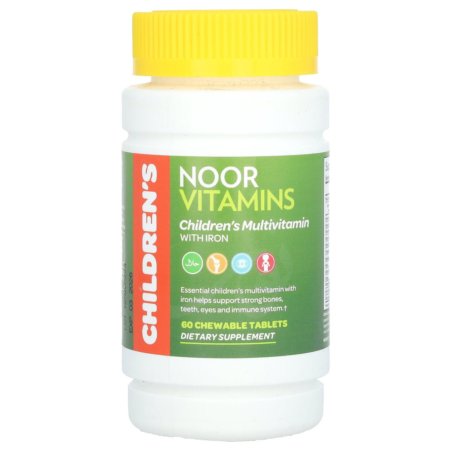 Noor Vitamins, Children's Multivitamin with Iron , 60 Chewable Tablets