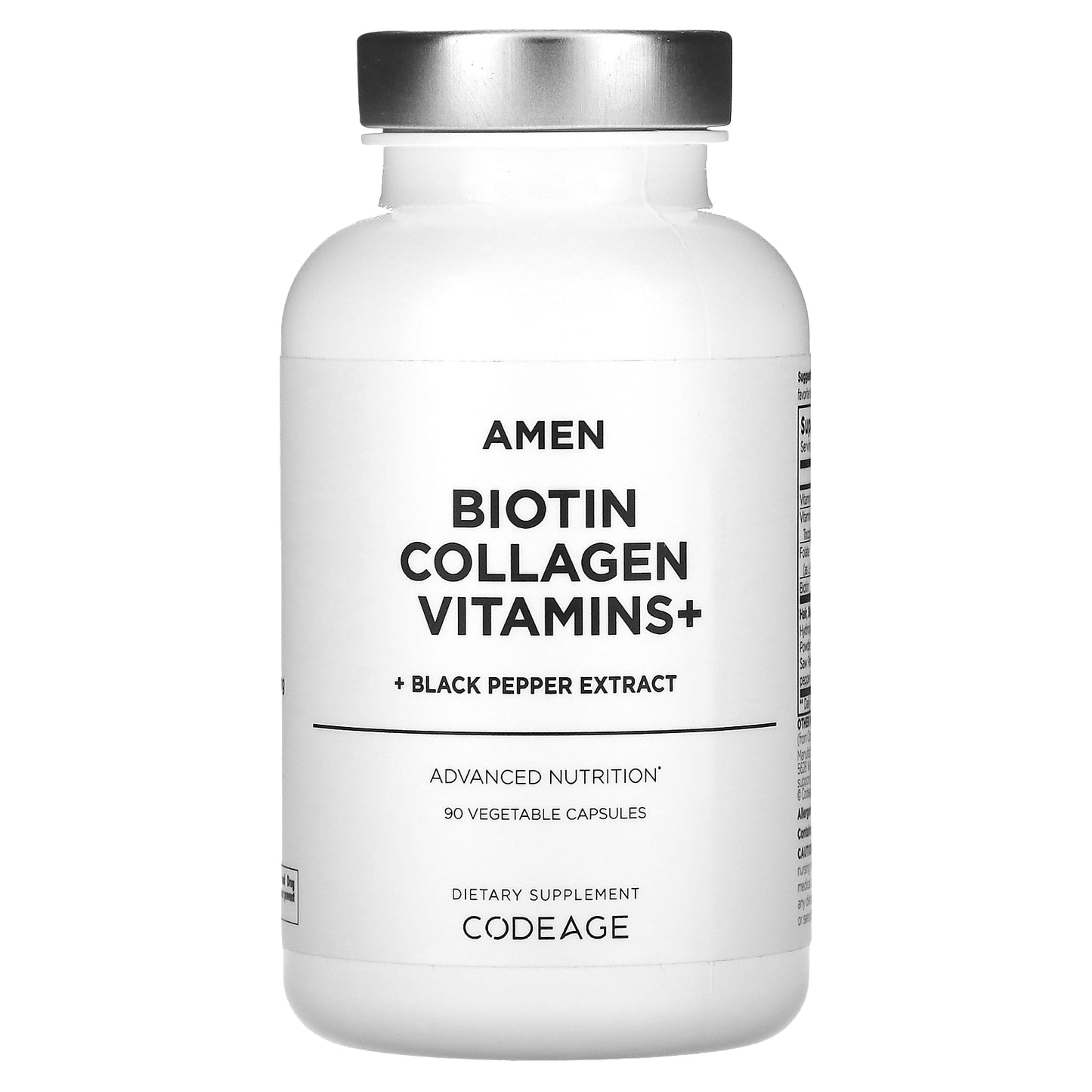 Codeage, Amen, Biotin Collagen Vitamins+, 90 Vegetable Capsules