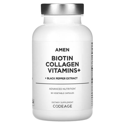 Codeage, Amen, Biotin Collagen Vitamins+, 90 Vegetable Capsules