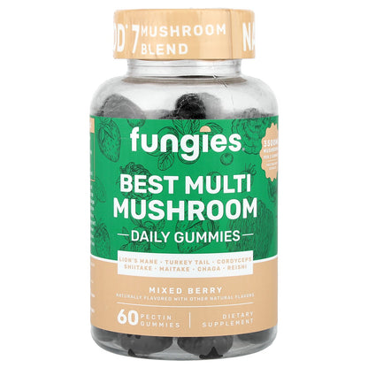 Fungies, Best Multi Mushroom Daily Gummies, Mixed Berry, 60 Pectin Gummies