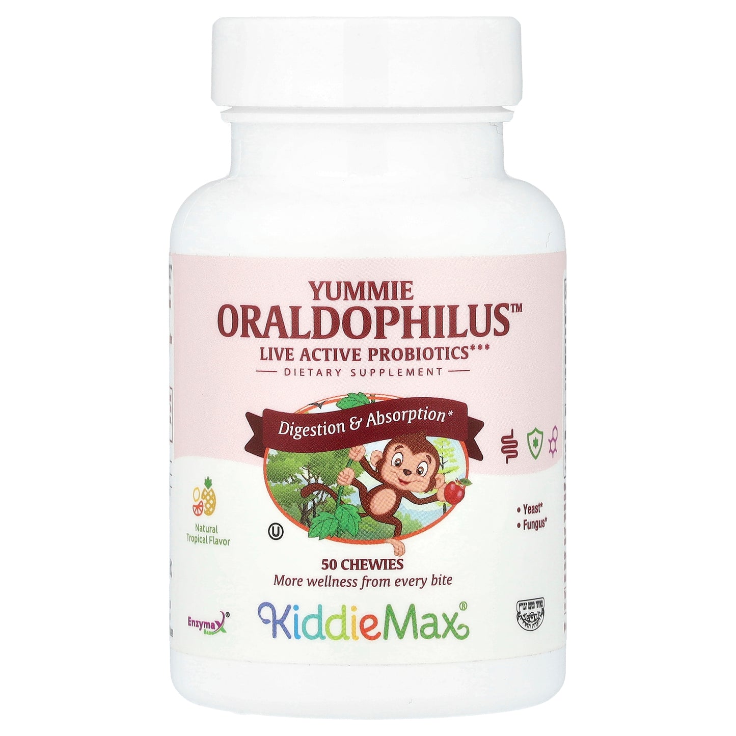 Maxi Health, KiddieMax® Yummie Oraldophilus™, Natural Tropical, 50 Chewies