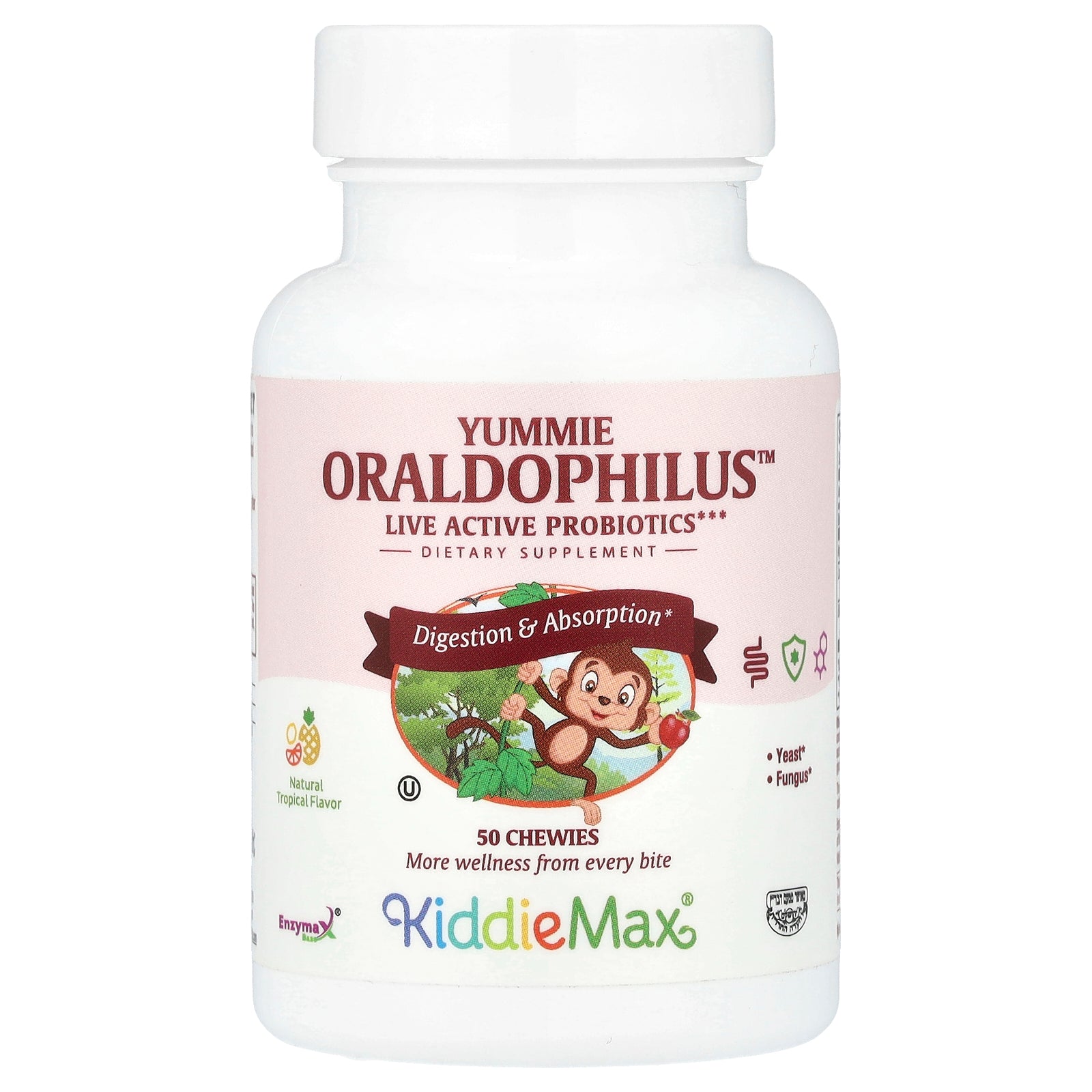 Maxi Health, KiddieMax® Yummie Oraldophilus™, Natural Tropical, 50 Chewies