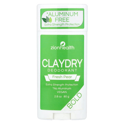 Zion Health, Bold, ClayDry Deodorant, Fresh Pear, 2.8 oz (80 g)