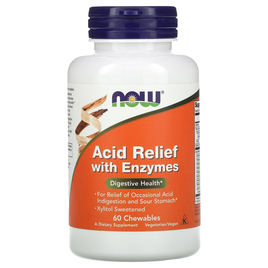 NOW Foods, Acid Relief with Enzymes, 60 Chewables