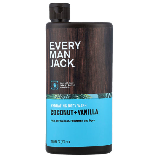 Every Man Jack, Hydrating Body Wash, Coconut + Vanilla, 16.9 fl oz (500 ml)