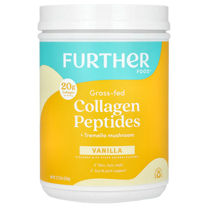 Further Food, Grass-Fed Collage Peptides + Tremella Mushroom, Vanilla, 22.22 oz (630 g)