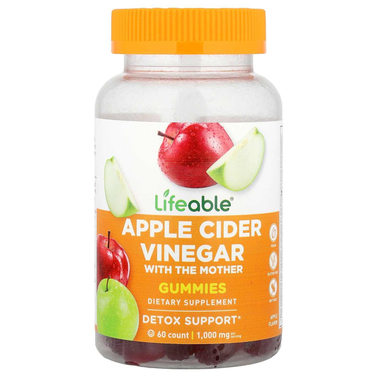 Lifeable, Apple Cider Vinegar Gummies, Apple , 60 Gummies