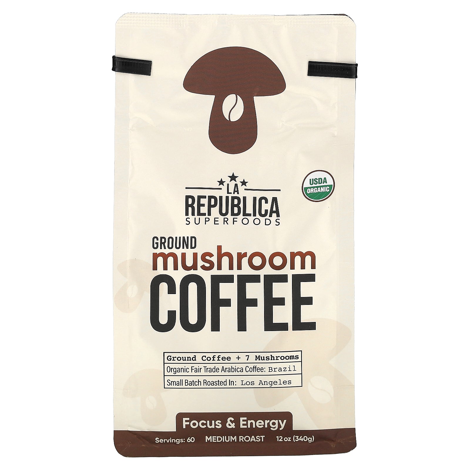 La Republica, Ground Mushroom Coffee, Medium Roast, 12 oz (340 g)