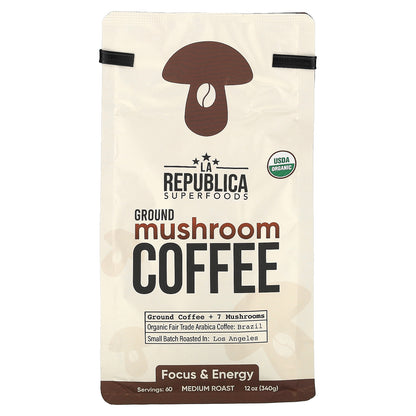 La Republica, Ground Mushroom Coffee, Medium Roast, 12 oz (340 g)