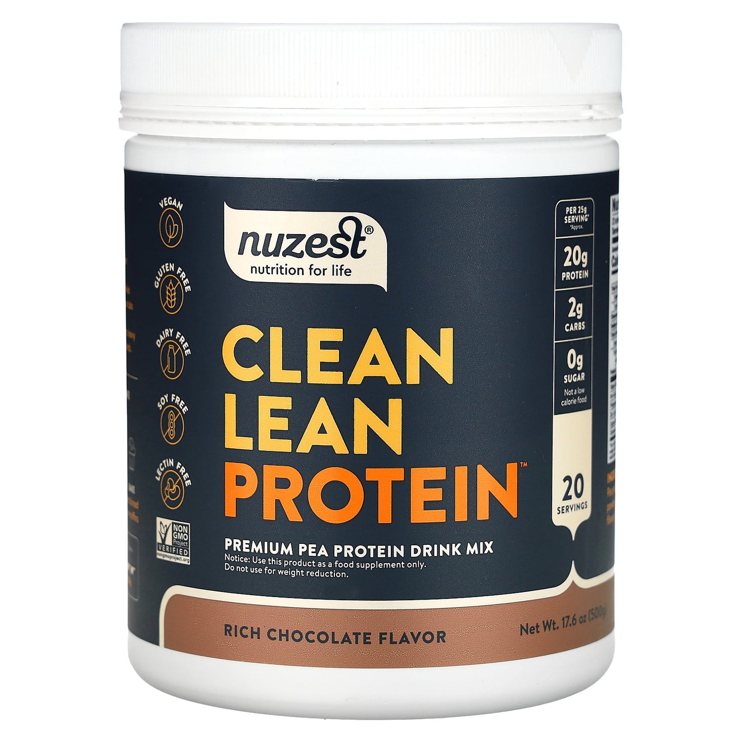 Nuzest, Clean Lean Protein, Rich Chocolate, 17.6 oz (500 g)