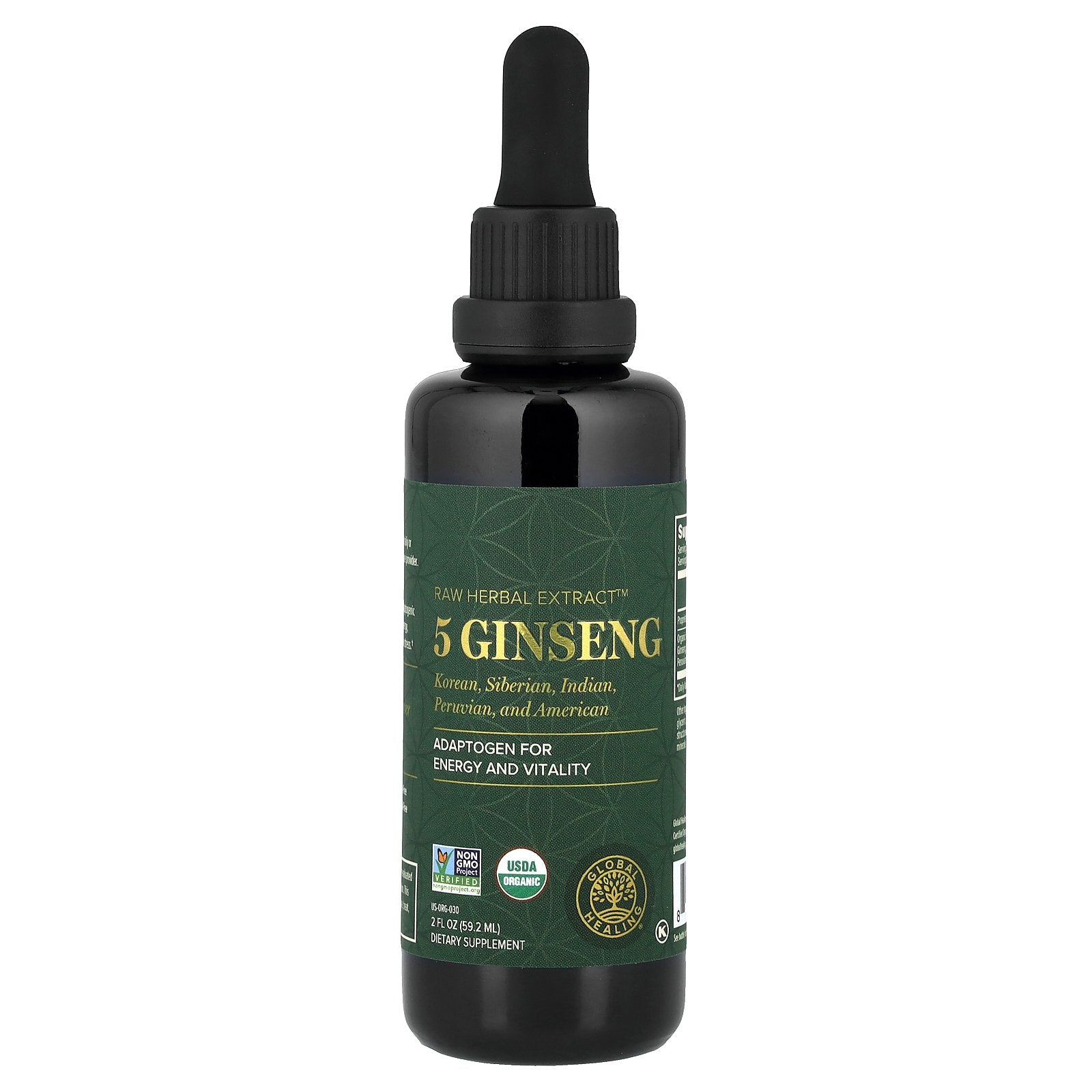 Global Healing, Raw Herbal Extract™, 5 Ginseng, 2 fl oz (59.2 ml)