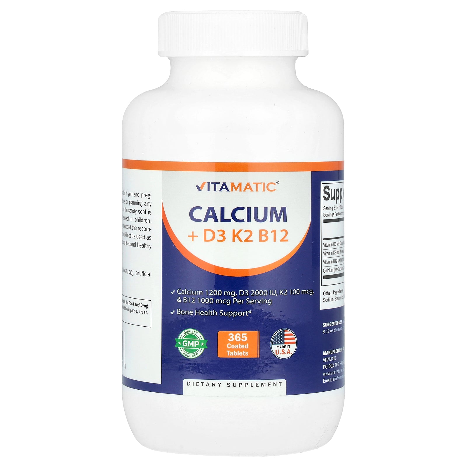 Vitamatic, Calcium + D3, K2, B12, 365 Coated Tablets