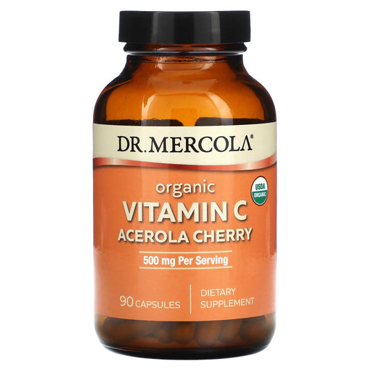 Dr. Mercola, Organic Vitamin C, Acerola Cherry, 500 mg, 90 Capsules (167 mg per Capsule)