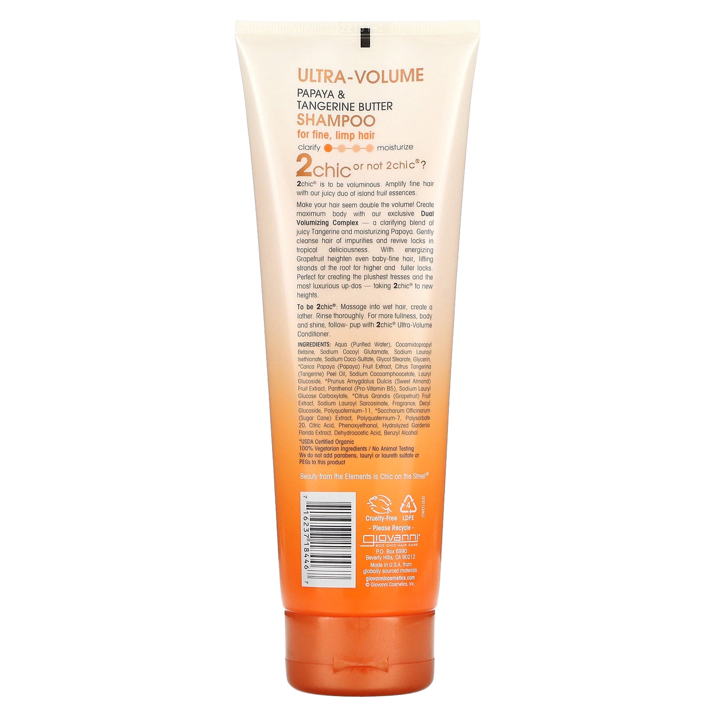 Giovanni, 2chic, Ultra-Volume Shampoo, For Fine, Limp Hair, Papaya + Tangerine Butter, 8.5 fl oz (250 ml)