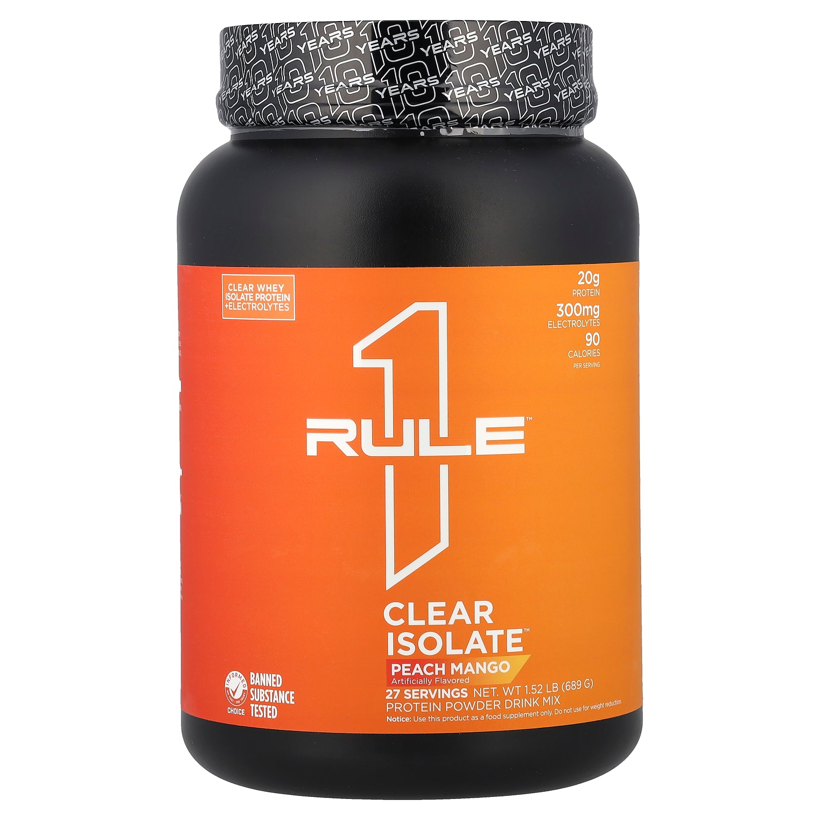 Rule One Proteins, Clear Isolate™, Peach Mango, 1.52 lb (689 g)