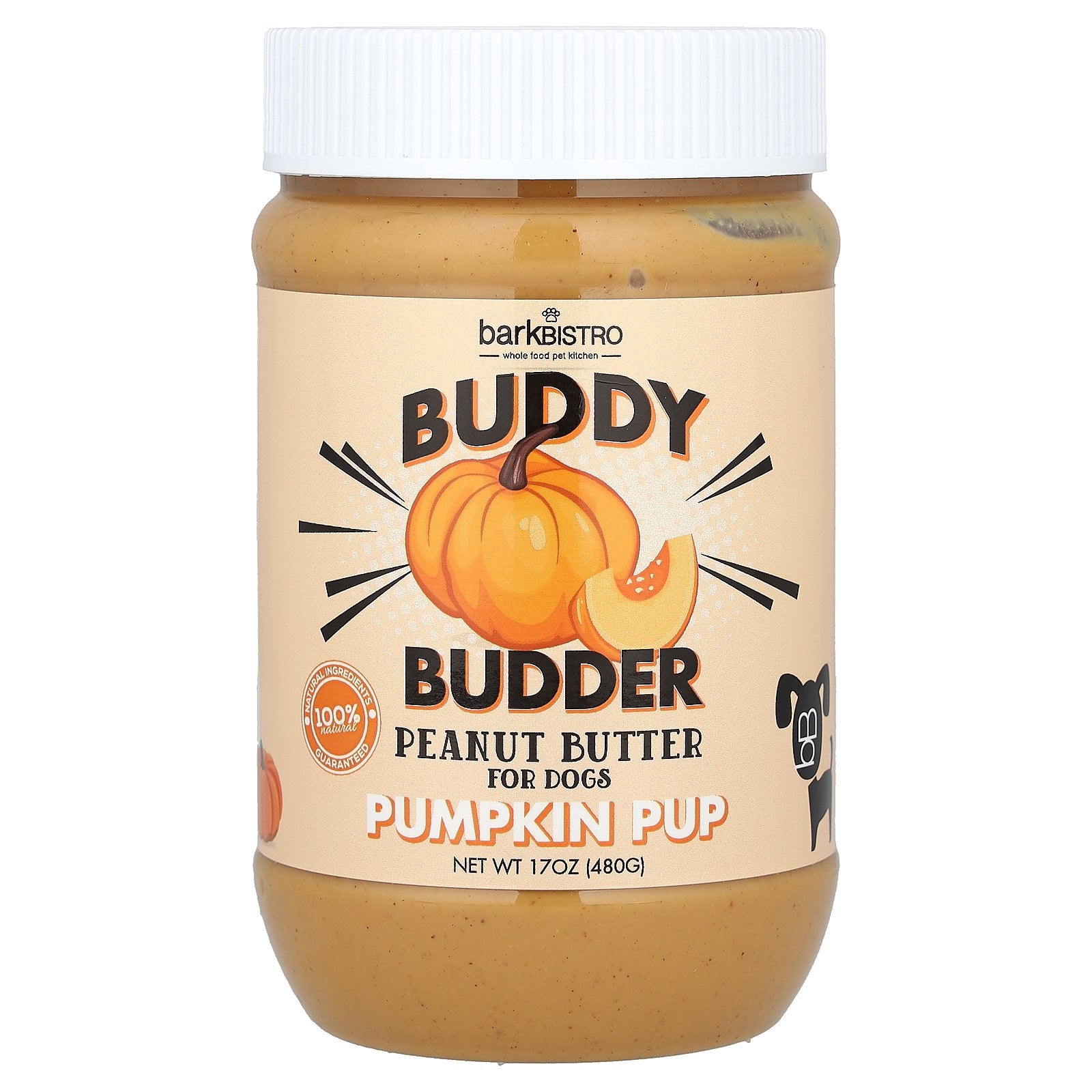 Bark Bistro, Buddy Budder, Peanut Butter, For Dogs, Pumpkin Pup, 17 oz (480 g)