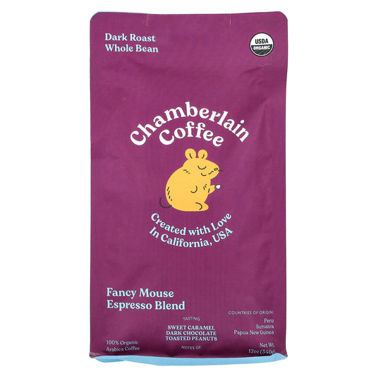 Chamberlain Coffee, Fancy Mouse Espresso Blend, Whole Bean, Dark Roast, 12 oz (340 g)