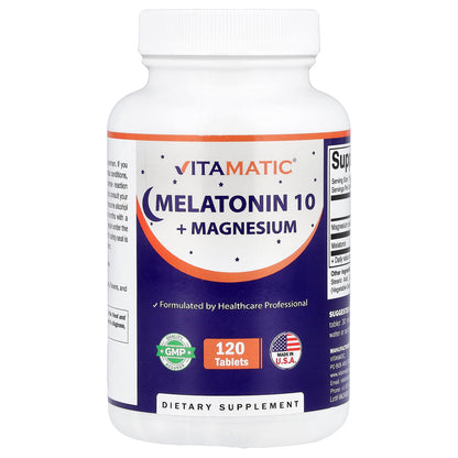 Vitamatic, Melatonin 10 + Magnesium, 120 Tablets