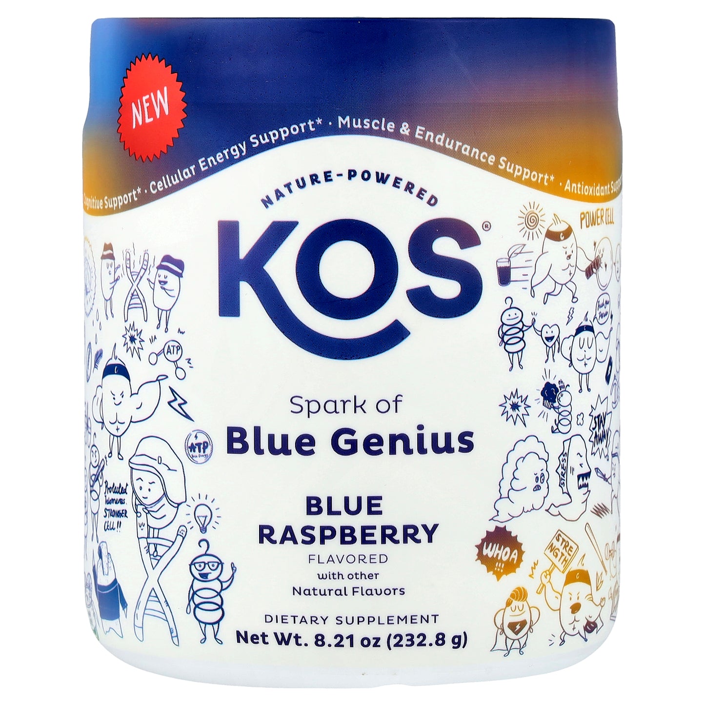 KOS, Spark of Blue Genius, Blue Raspberry, 8.21 oz (232.8 g)