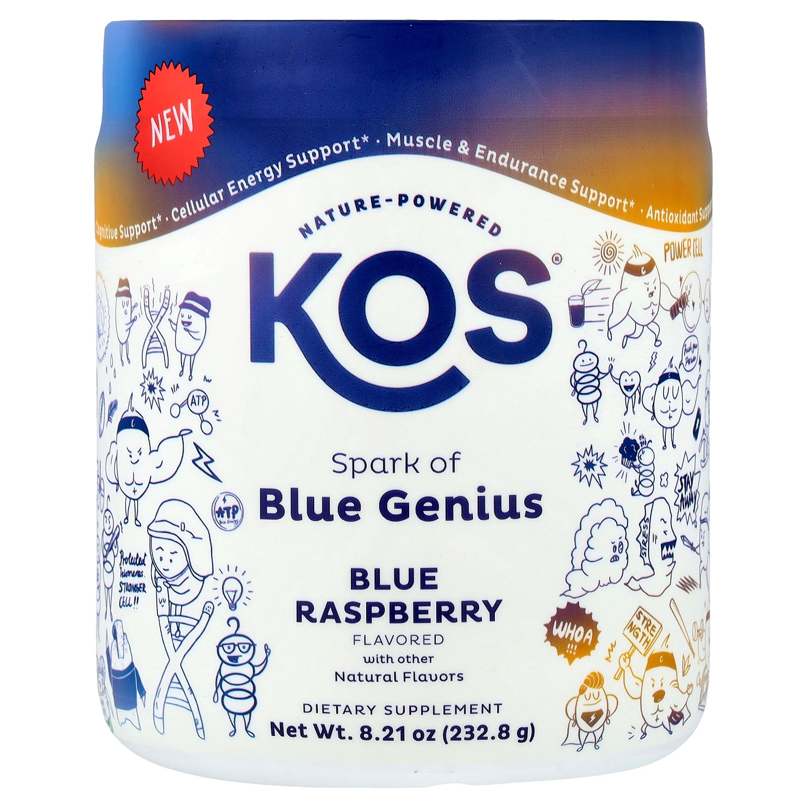 KOS, Spark of Blue Genius, Blue Raspberry, 8.21 oz (232.8 g)