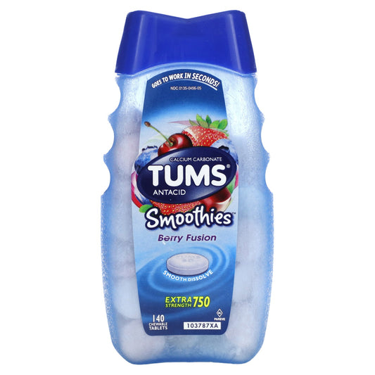 Tums, Extra Strength Antacid, Smoothies,  Berry Fusion, 750 mg, 140 Chewable Tablets