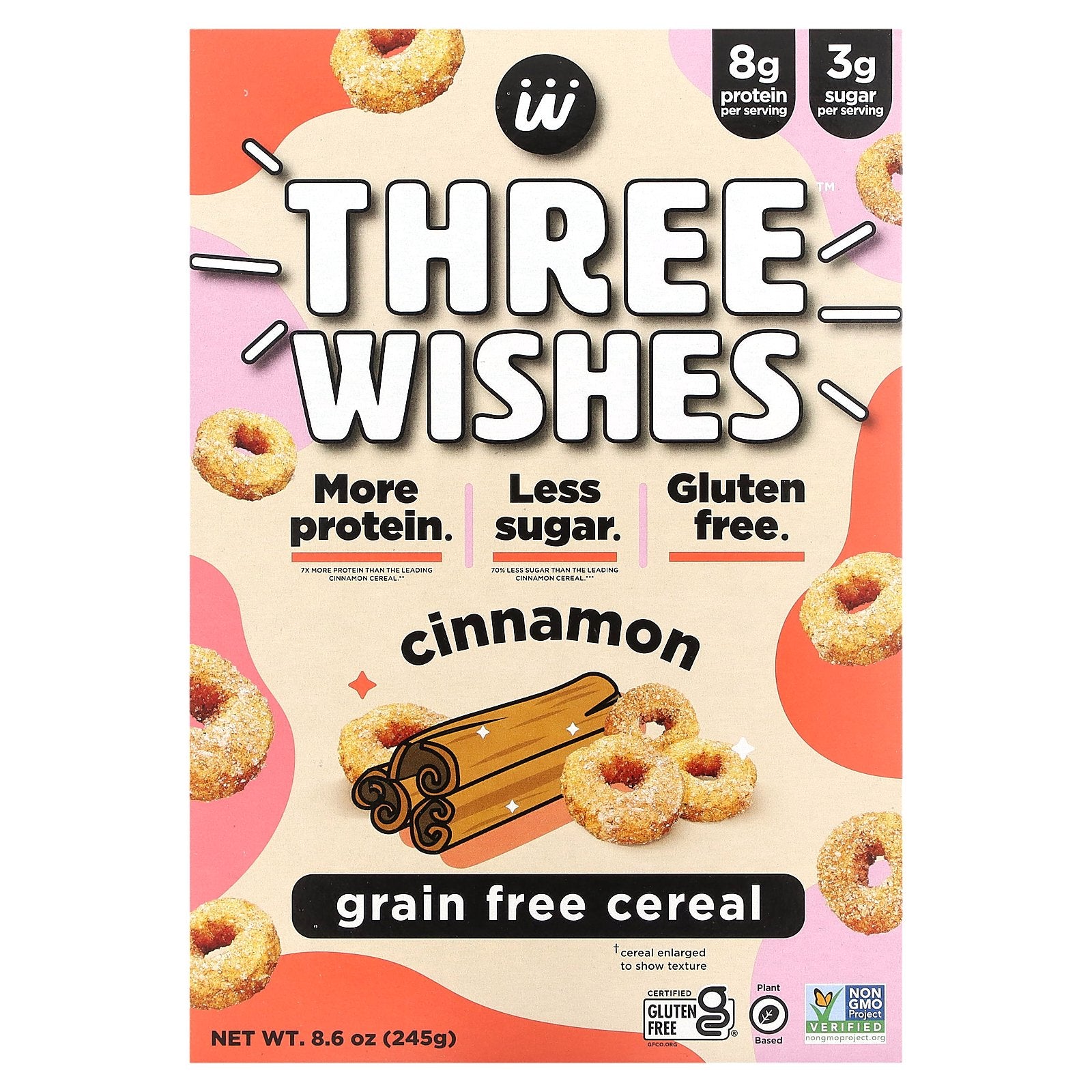 Three Wishes, Grain Free Cereal, Cinnamon, 8.6 oz (245 g)