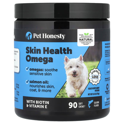 Pet Honesty, Skin Health Omega, For Dogs, Salmon, 90 Soft Chews, 9.5 oz (270 g)