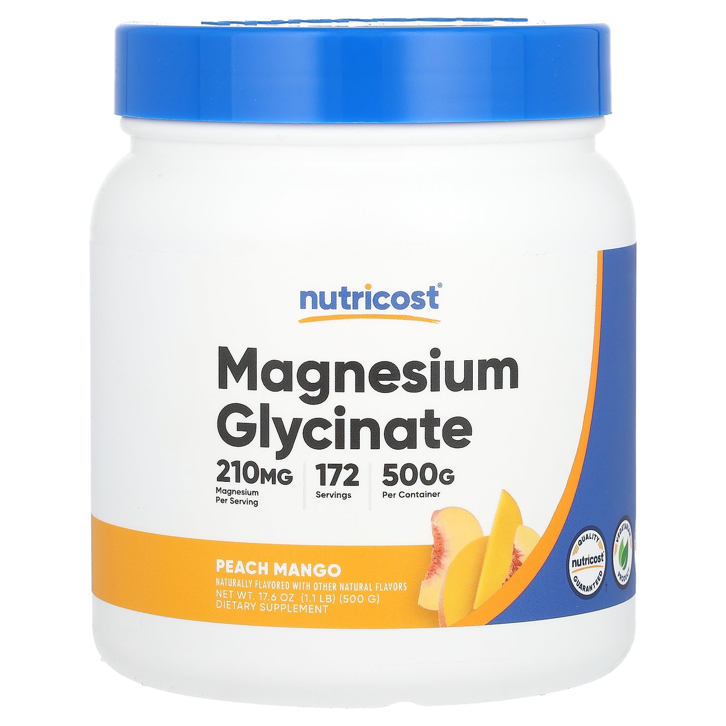 Nutricost, Magnesium Glycinate, Peach Mango, 17.6 oz (500 g)