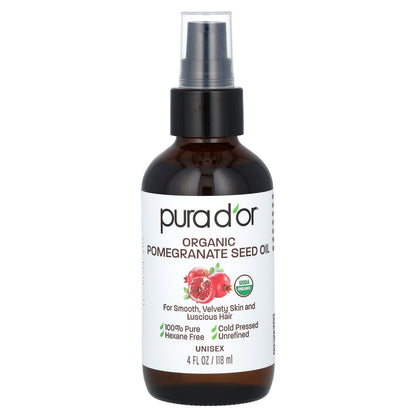 Pura D'or, Organic Pomegranate Seed Oil, 4 fl oz (118 ml)