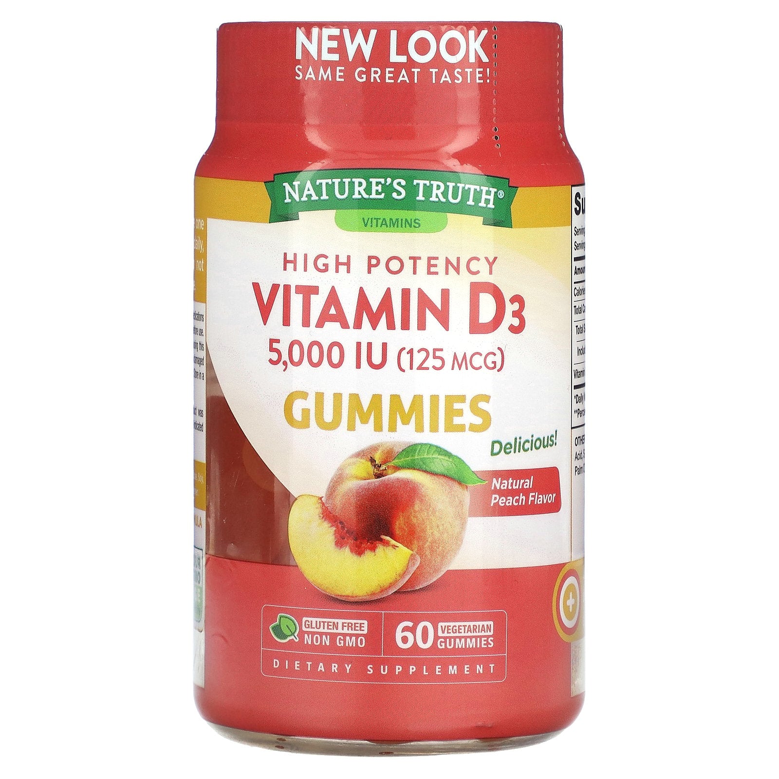 Nature's Truth, Vitamin D3, High Potency, Natural Peach, 5,000 IU (125 mcg), 60 Vegetarian Gummies