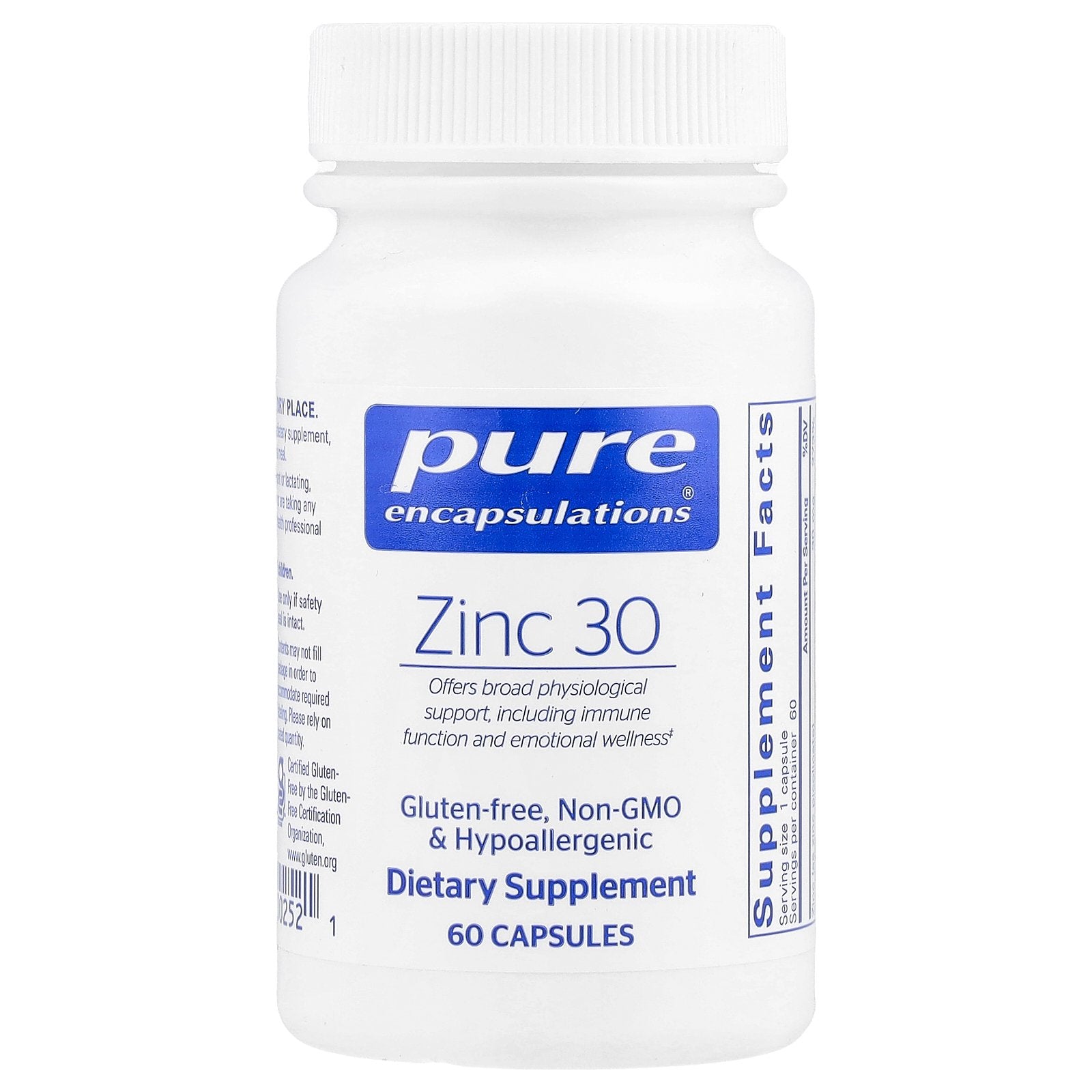 Pure Encapsulations, Zinc 30, 60 Capsules (30 mg per Capsule)