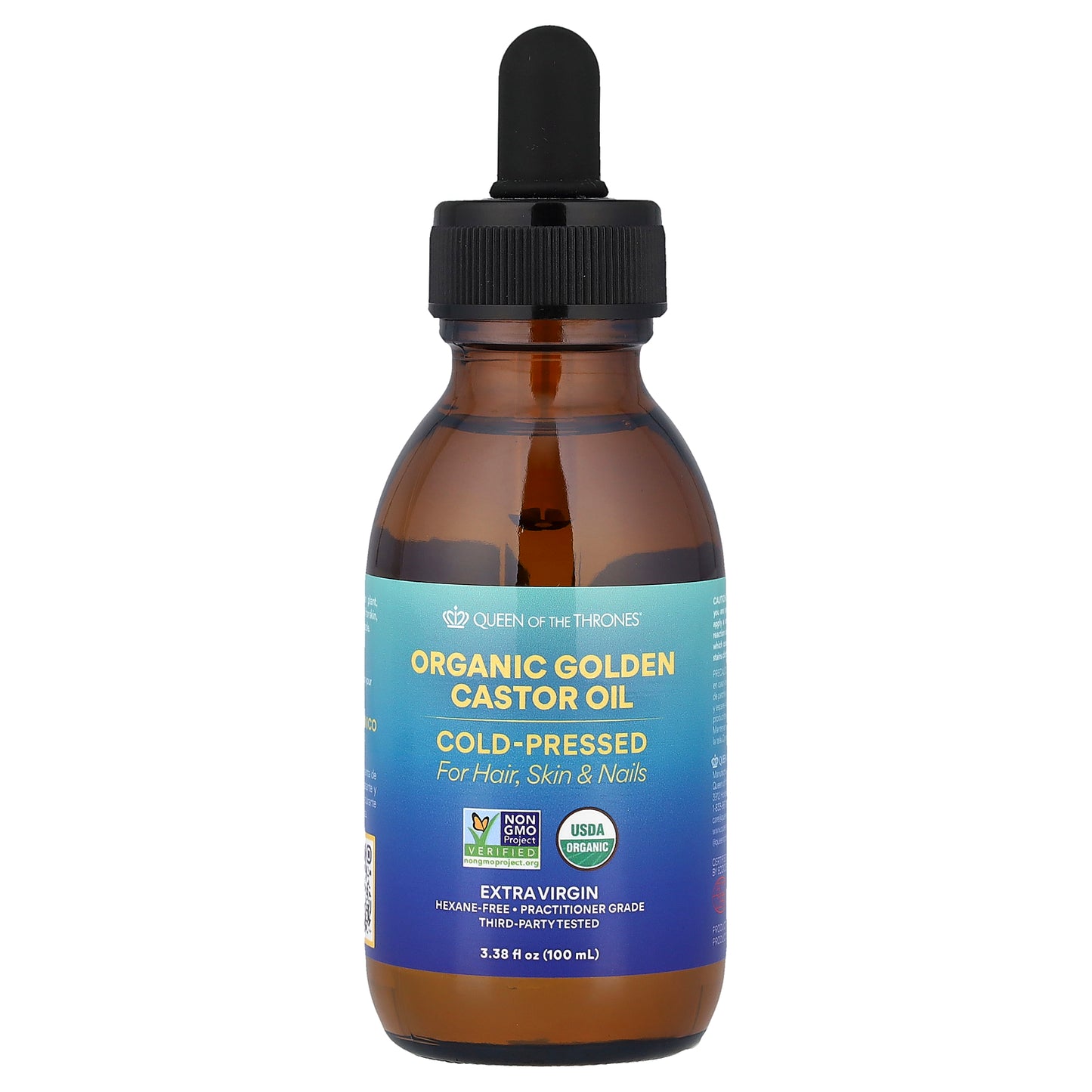 Queen of the Thrones, Organic Golden Castor Oil, Cold-Pressed, 3.38 fl oz (100 ml)