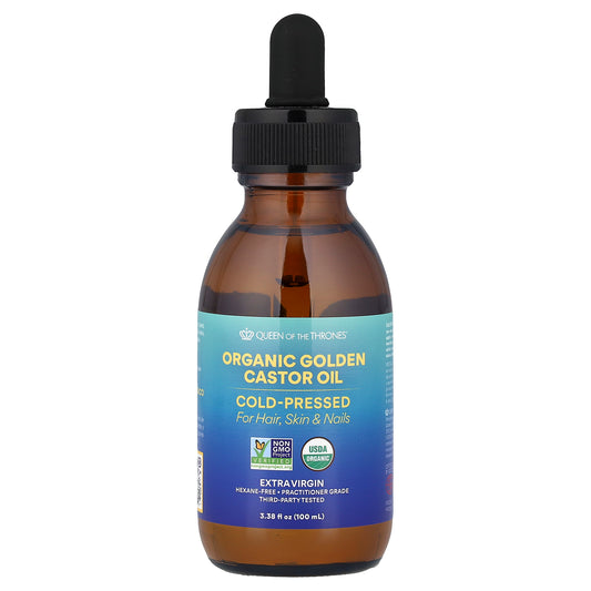 Queen of the Thrones, Organic Golden Castor Oil, Cold-Pressed, 3.38 fl oz (100 ml)
