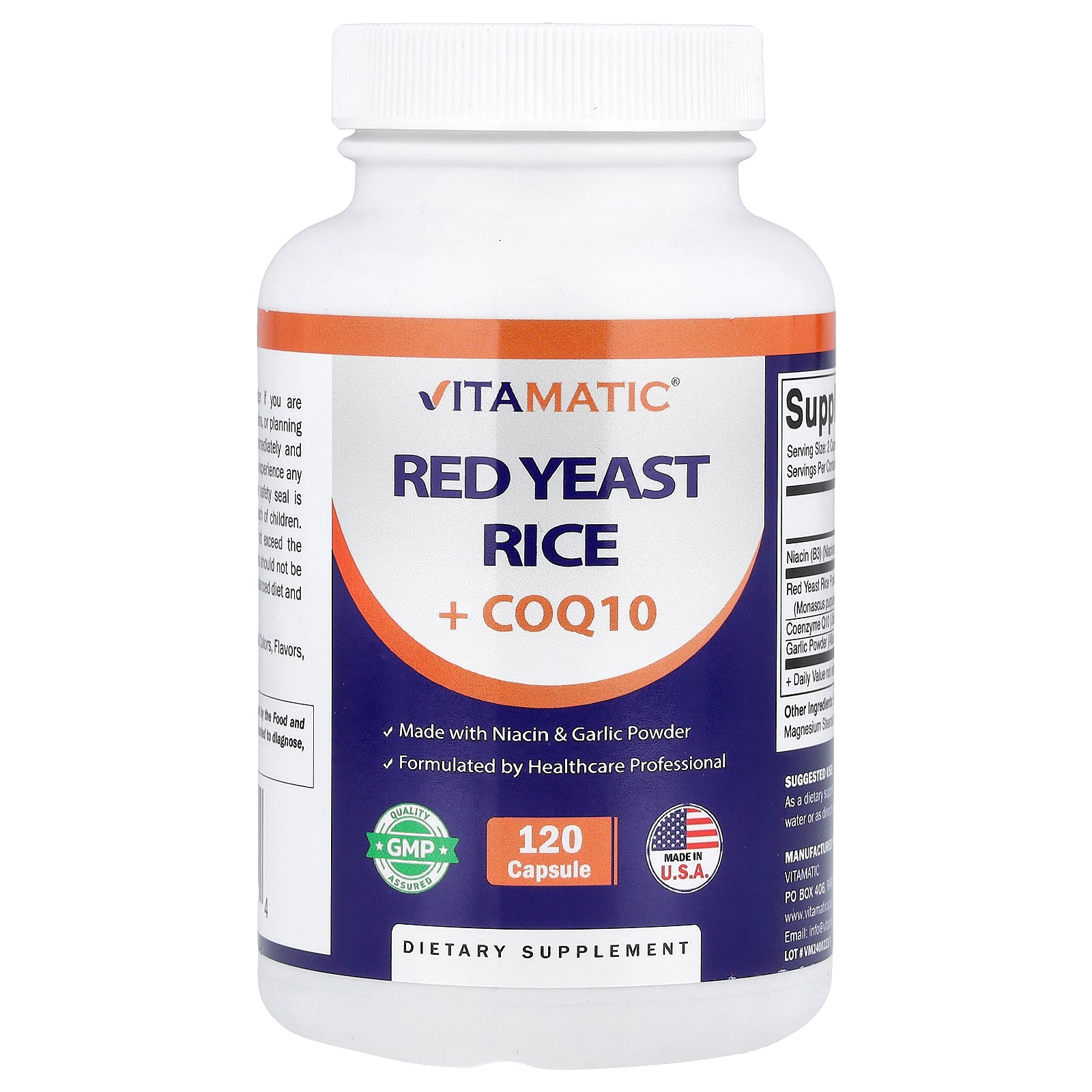 Vitamatic, Red Yeast Rice + CoQ10, 120 Capsules