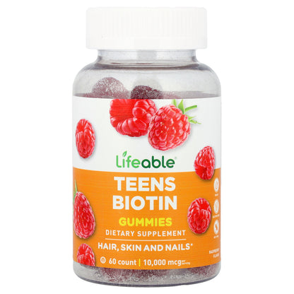 Lifeable, Teen Biotin Gummies, Raspberry, 60 Gummies (5,000 mcg per Gummy)