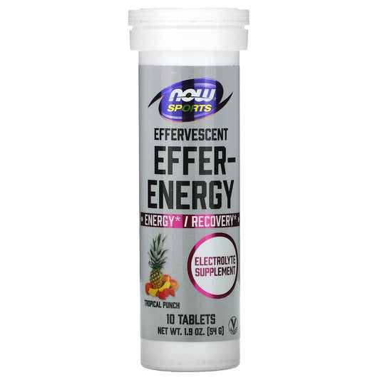 NOW Foods, Sports, Effer-Energy, Tropical Punch, 10 Tablets, 1.9 oz (54 g)