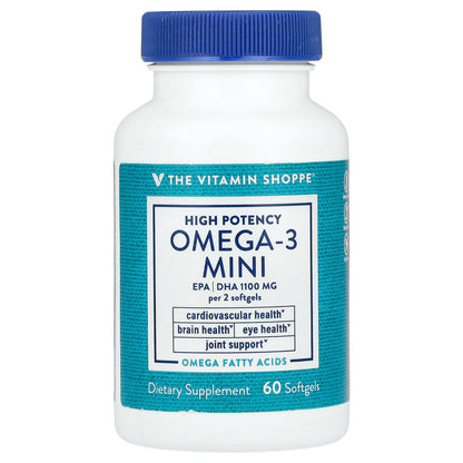 The Vitamin Shoppe, Omega-3 Mini, High Potency, 1,100 mg, 60 Softgels (550 mg Per Softgel)