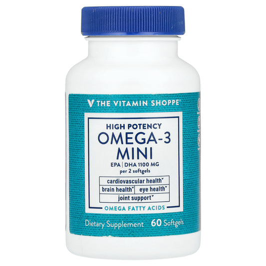 The Vitamin Shoppe, Omega-3 Mini, High Potency, 1,100 mg, 60 Softgels (550 mg Per Softgel)